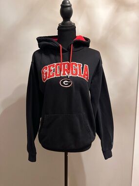 Champion Black Hoodie with Red Georgia Arch Logo